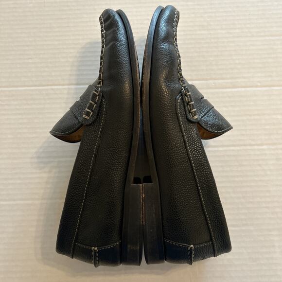 Martin Dingman Mens Penny Loafer Pebbled Black Leather Contrast Stitch Sz 10.5 M main image 10